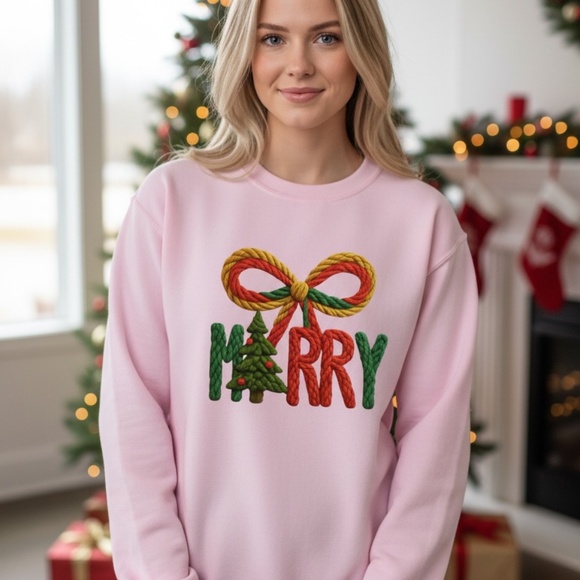 Merry Christmas Tree Rope Sweatshirt Tan S M L XL XXL Soft realistic 3D New - Picture 3 of 12